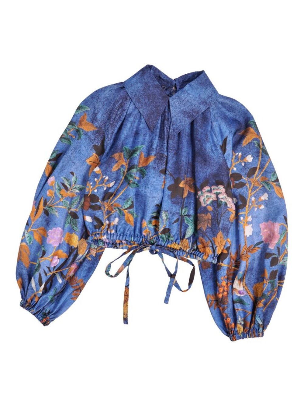 Gucci Shirt Blouse Long Sleeve Cropped Short Length All Over Print Top Silk 36
